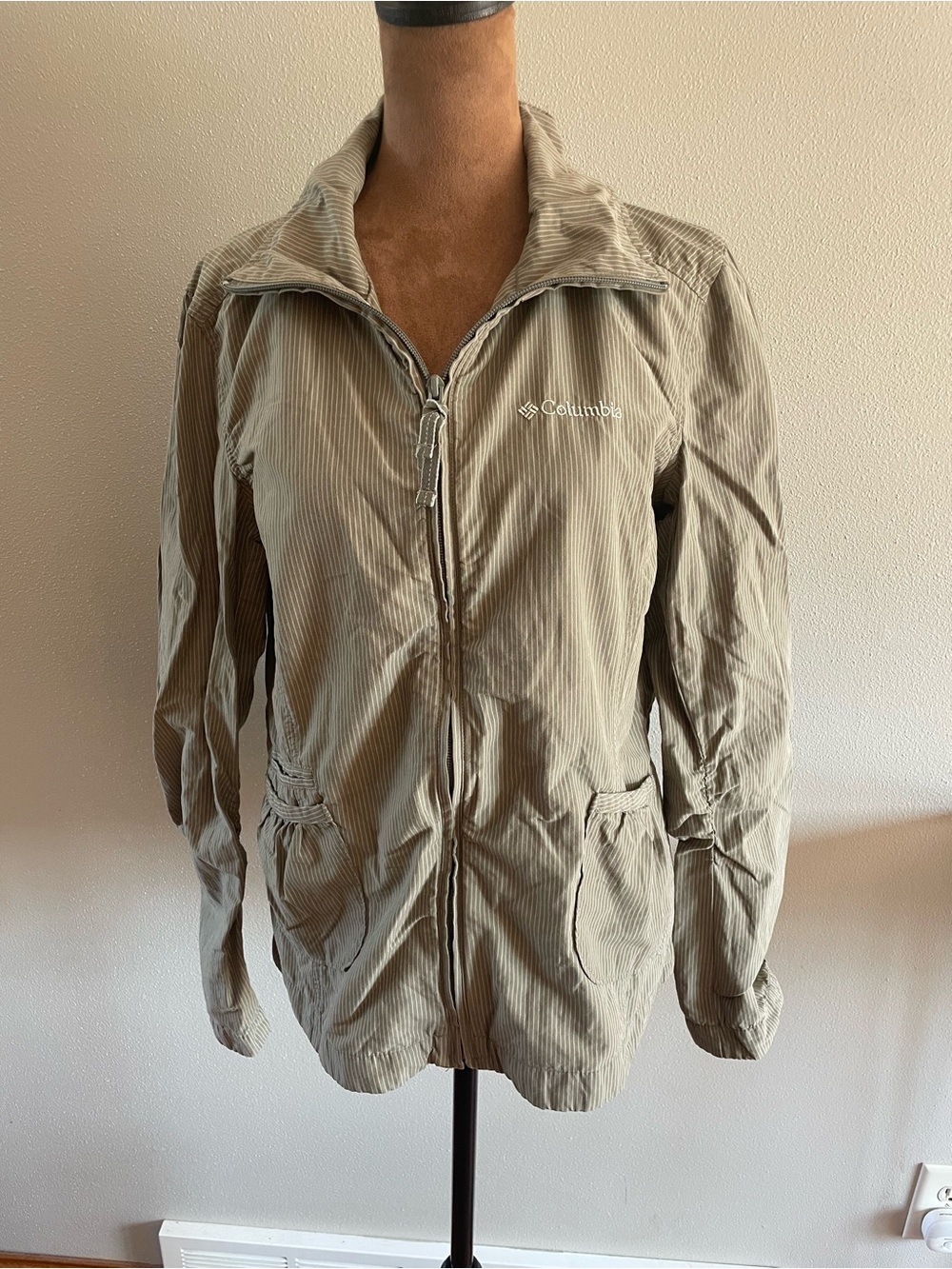 Columbia Women's Light Khaki Pinstrip Zip-Up Jacket